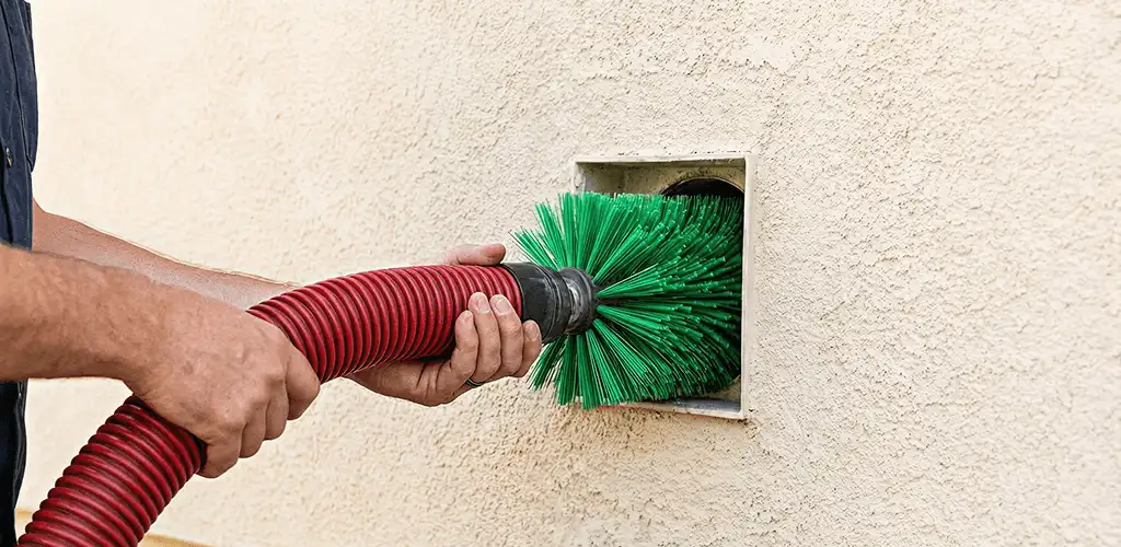 Air duct cleaning brush removing debris from a vent opening in Cedar Rapids, IA