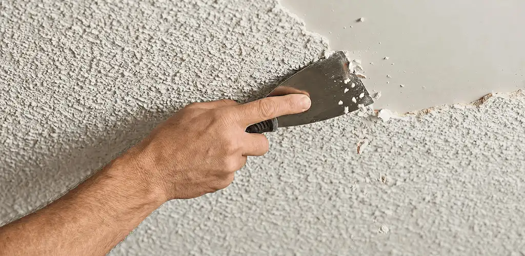 Popcorn ceiling removal scraping off textured ceiling finish in Cedar Rapids, IA