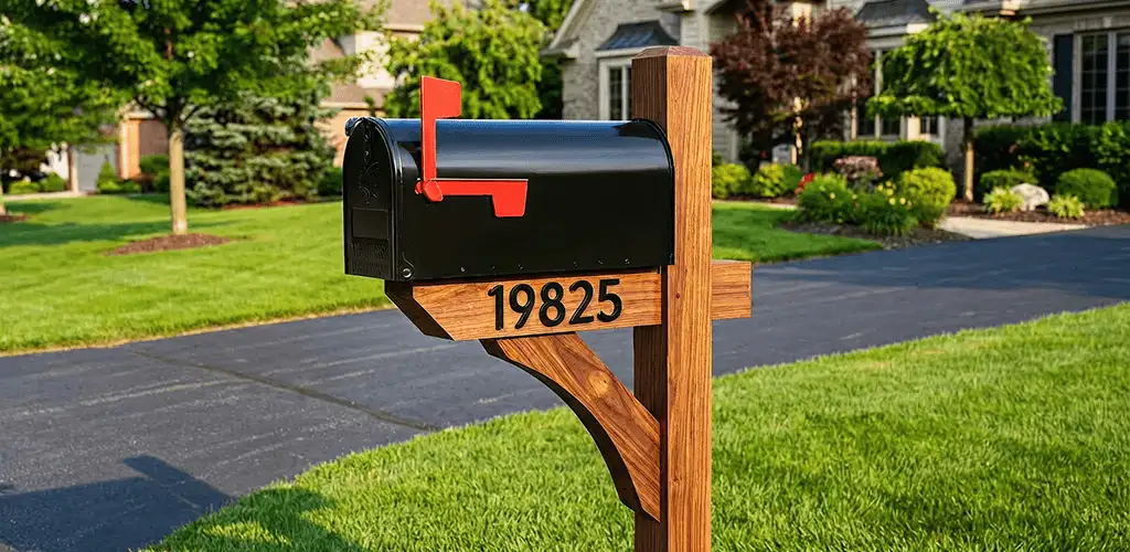 New mailbox installation with post and address number for a home in Cedar Rapids, IA