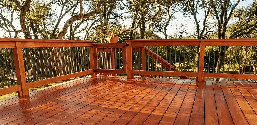 Deck sealing results with a freshly sealed wood deck in Cedar Rapids, IA